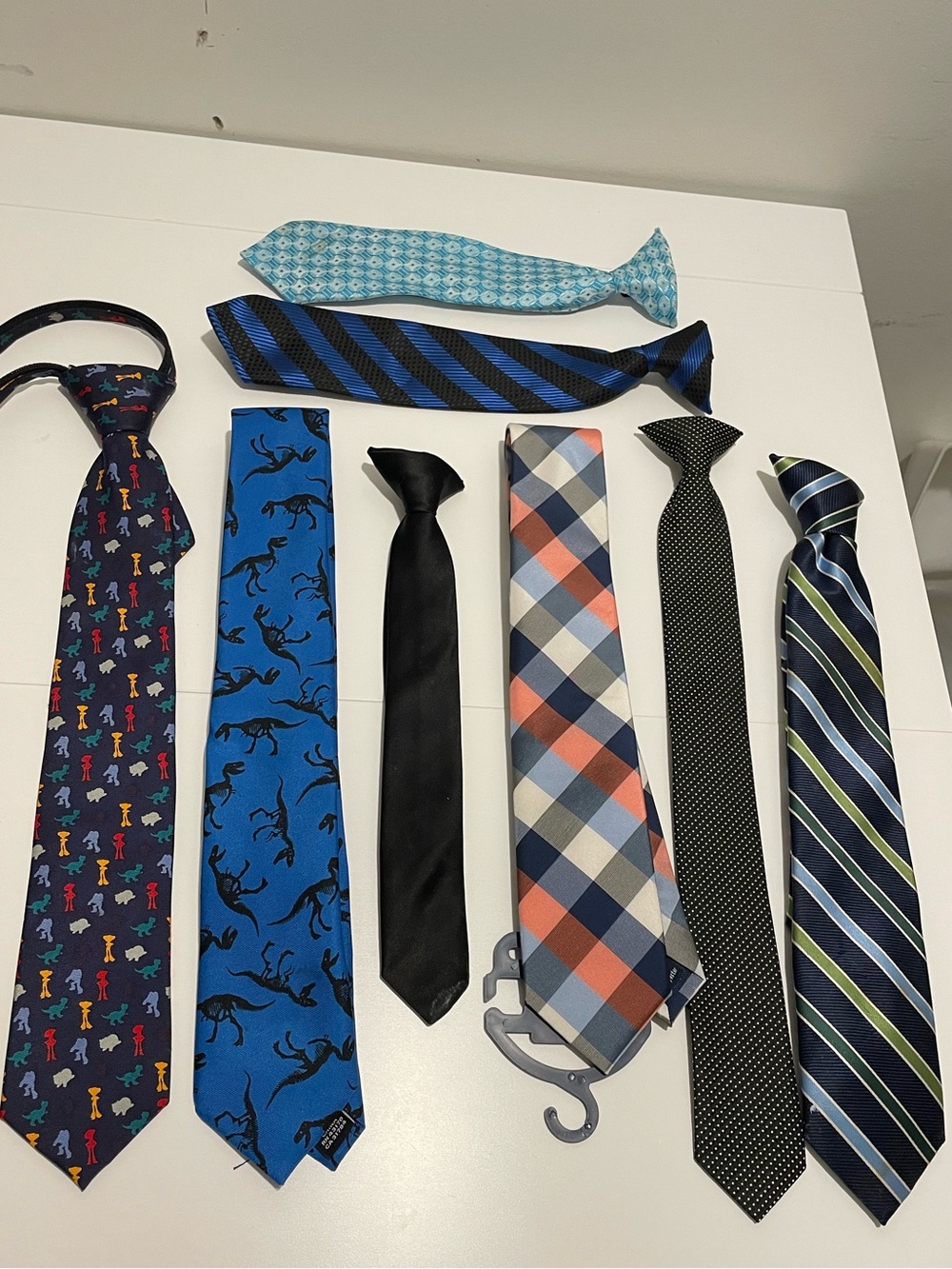 Lot of 8 Boy's Neck Ties Dinosaur Toy Story Chaps Ralph Lauren Stripes Clip On